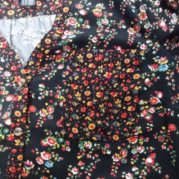 Anthropologie Maeve Midi Dress Black With Red Yellow And Blue Flowers Size 12 - Picture 4 of 4